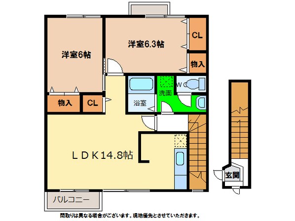 デュエルミサキⅡ C・Dの物件間取画像